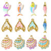 Picture of 2 PCs Eco-friendly PVD 304 Stainless Steel Ocean Jewelry Charms Wholesale 18K Gold Plated Multicolor Fish Animal Shell Enamel