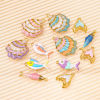 Picture of 2 PCs Eco-friendly PVD 304 Stainless Steel Ocean Jewelry Charms Wholesale 18K Gold Plated Multicolor Fish Animal Shell Enamel