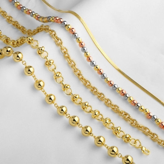 Image de 1 Pièce Colliers En Gros Chaînes en Laiton Multicolore