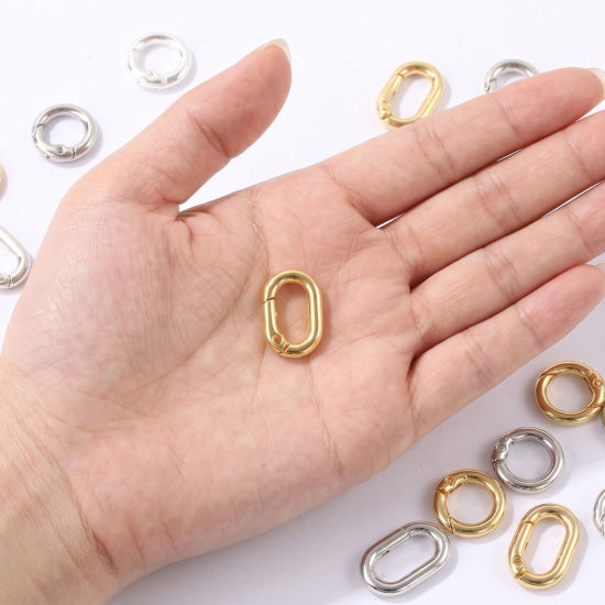 Immagine di 5 Pz Ecologico Ottone Fibbia a Molla All'Ingrosso Vero Oro Placcato