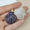 Picture of 1 Piece Brass & Gemstone Ocean Jewelry Pendants Wholesale 18K Gold Plated Shell Multicolour Cubic Zirconia 3.8cm x 3cm