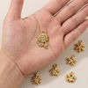 Picture of 5 PCs Eco-friendly PVD Waterproof Anti-Tarnish Hypoallergenic 304 Stainless Steel Charms Wholesale 18K Real Gold Plated Flower Clear Rhinestone