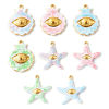 Picture of 2 PCs Eco-friendly PVD Waterproof Anti-Tarnish Hypoallergenic 304 Stainless Steel Charms Wholesale 18K Real Gold Plated Multicolor Enamel Shell Eye Pearlized
