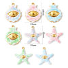 Picture of 2 PCs Eco-friendly PVD Waterproof Anti-Tarnish Hypoallergenic 304 Stainless Steel Charms Wholesale 18K Real Gold Plated Multicolor Enamel Shell Eye Pearlized
