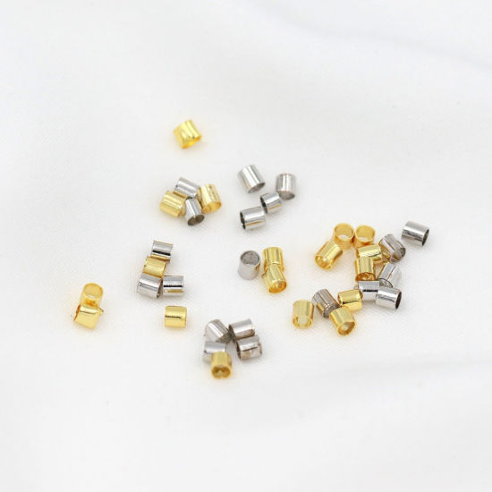 Image de 200 Pcs Perles à Sertir avec Couverture de Nœud Accessories pour DIY Fabrication de Bijoux En Gros Respectueux de la Nature en Laiton Tube Plaqué Or Véritable