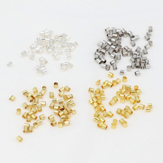 Image de 200 Pcs Perles à Sertir avec Couverture de Nœud Accessories pour DIY Fabrication de Bijoux En Gros Respectueux de la Nature en Laiton Tube Plaqué Or Véritable