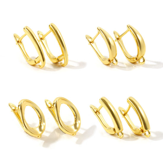 Picture of 1 Pair Brass Hoop Earrings For DIY Jewelry Making Accessories Wholesale Multicolor With Loop