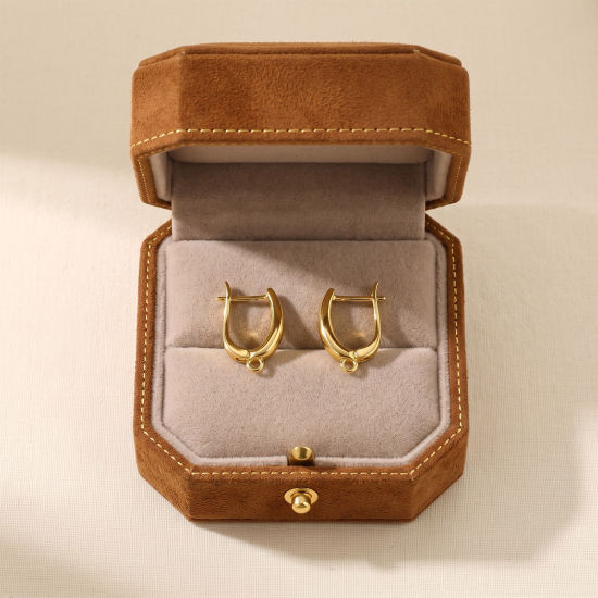 Picture of 1 Pair Brass Hoop Earrings For DIY Jewelry Making Accessories Wholesale Multicolor With Loop
