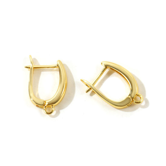 Picture of 1 Pair Brass Hoop Earrings For DIY Jewelry Making Accessories Wholesale Multicolor With Loop