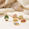 Picture of 2 PCs Eco-friendly PVD Waterproof Anti-Tarnish Hypoallergenic 304 Stainless Steel & Rhinestone Charms Wholesale 18K Real Gold Plated Tree Of Life Painted