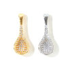 Picture of 1 Piece Eco-friendly Brass 3D Charms Wholesale, Spoon Real Gold Plated Micro Pave Clear Cubic Zirconia 27mm x 10mm