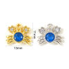 Picture of 2 PCs Brass Ocean Jewelry Charms Wholesale, Crab Animal Royal Blue Clear Rhinestone 13mm x 11mm