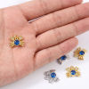 Picture of 2 PCs Brass Ocean Jewelry Charms Wholesale, Crab Animal Royal Blue Clear Rhinestone 13mm x 11mm