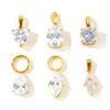 Picture of 2 PCs Eco-friendly Vacuum Plating 304 Stainless Steel Geometric Charms Wholesale 18K Real Gold Plated Geometric Clear Cubic Zirconia