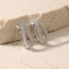 Picture of 1 Pair Brass Micro Pave Hoop Earrings For DIY Jewelry Making Accessories Wholesale Multicolor Drop Clear Cubic Zirconia With Loop 21mm x 6mm, Post/ Wire Size: 1.1mm(17 gauge)