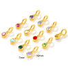 Picture of 1 Piece Eco-friendly PVD Waterproof Anti-Tarnish Hypoallergenic 304 Stainless Steel Birthstone Charms Wholesale 18K Real Gold Plated Round Multicolor Rhinestone 19mm x 7mm