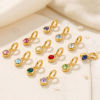 Picture of 1 Piece Eco-friendly PVD Waterproof Anti-Tarnish Hypoallergenic 304 Stainless Steel Birthstone Charms Wholesale 18K Real Gold Plated Round Multicolor Rhinestone 19mm x 7mm