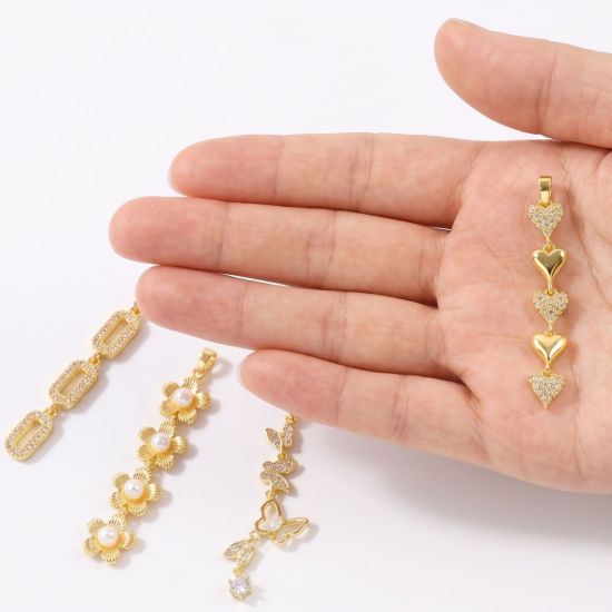 Image de 2 Pcs Pendentifs En Gros en Plaqué Or 18K en Laiton Franges