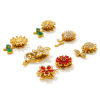 Picture of 1 Piece Eco-friendly PVD 304 Stainless Steel Flora Collection Charms Wholesale 18K Gold Plated Flower Rotatable Multicolour Cubic Zirconia