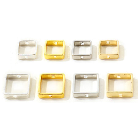 10 PCs Brass Beads Frames Wholesale Square Multicolor