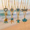Picture of 2 PCs Eco-friendly PVD Waterproof Anti-Tarnish Hypoallergenic 304 Stainless Steel Charms Wholesale 18K Real Gold Plated Key Marine Animal Micro Pave Blue Cubic Zirconia