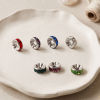 Picture of 20 PCs Eco-friendly 304 Stainless Steel & Rhinestone Birthstone Rondelle Beads Wholesale Silver Tone 8mm Dia.