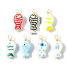 Picture of 5 PCs Eco-friendly Ceramic & Brass Ocean Jewelry Charms Wholesale, Fish Animal 18K Real Gold Plated Double-sided Enamel 26mm x 12mm