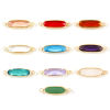 Picture of 5 PCs Brass & Glass Connectors Charms Pendants Wholesale Gold Plated Oval 29mm x 8mm