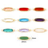 Picture of 5 PCs Brass & Glass Connectors Charms Pendants Wholesale Gold Plated Oval 29mm x 8mm