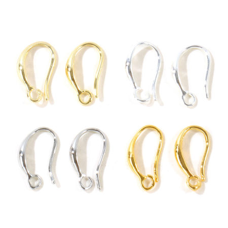 10 PCs Eco-friendly Brass Simple Ear Wire Hooks Earrings For DIY Jewelry Making Accessories Wholesale Real Gold Plated With Open Loop Post/ Wire Size: 0.8mm(20 gauge)