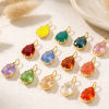 Picture of 1 Piece Eco-friendly Brass & Glass Geometric Charms Wholesale, Drop 18K Real Gold Plated 28mm x 13mm