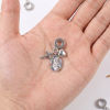 Picture of 1 Piece Eco-friendly Brass Religious Dangle Charm Beads For Bracelet Necklace Jewelry Making Wholesale, Cross Virgin Mary Real Gold Plated Multicolour Cubic Zirconia 28mm