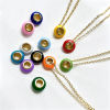 Picture of 1 Piece Brass European Style Large Hole Charm Beads Wholesale 18K Gold Plated Multicolor Abacus Enamel 10mm x 3mm, Hole: Approx 4mm