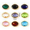 Picture of 1 Piece Eco-friendly PVD Waterproof Anti-Tarnish Hypoallergenic 304 Stainless Steel & Glass Geometric Charms Wholesale 18K Real Gold Plated Oval Faceted 21mm x 19mm