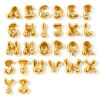 Picture of 2 PCs Eco-friendly PVD Waterproof Anti-Tarnish Hypoallergenic 304 Stainless Steel Capital Alphabet Initial Letter Name Charms Wholesale 18K Real Gold Plated Message " A-Z " Clear Cubic Zirconia