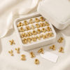 Picture of 2 PCs Eco-friendly PVD Waterproof Anti-Tarnish Hypoallergenic 304 Stainless Steel Capital Alphabet Initial Letter Name Charms Wholesale 18K Real Gold Plated Message " A-Z " Clear Cubic Zirconia