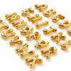 Picture of 2 PCs Eco-friendly PVD Waterproof Anti-Tarnish Hypoallergenic 304 Stainless Steel Capital Alphabet Initial Letter Name Charms Wholesale 18K Real Gold Plated Message " A-Z " Clear Cubic Zirconia