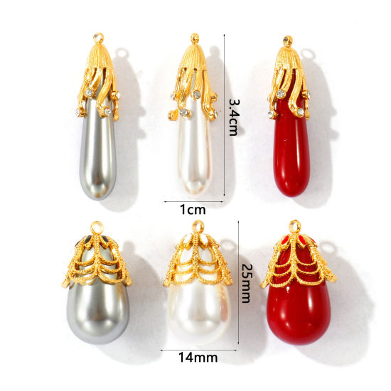 Picture of 1 Piece Eco-friendly PVD Waterproof Anti-Tarnish Hypoallergenic 304 Stainless Steel & Acrylic Style Of Royal Court Character Charms Wholesale 18K Real Gold Plated Drop 3D