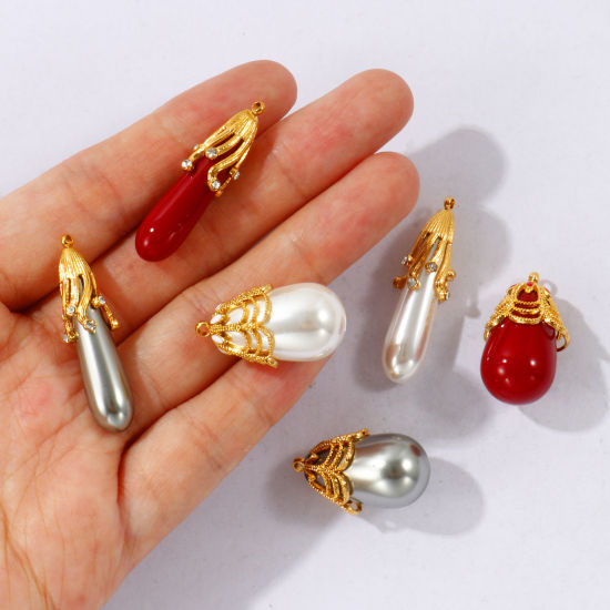 Picture of 1 Piece Eco-friendly PVD Waterproof Anti-Tarnish Hypoallergenic 304 Stainless Steel & Acrylic Style Of Royal Court Character Charms Wholesale 18K Real Gold Plated Drop 3D
