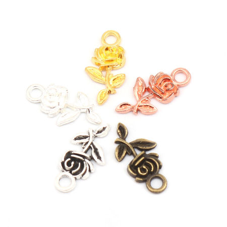 Zinc Based Alloy Pendants Rose Flower