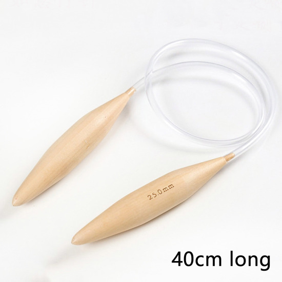 Image de Aiguilles Circulaire en Bambou Couleur Naturelle 40cm long