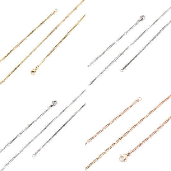 Image de Colliers En Gros Multicolore en Acier Inoxydable, Chaîne Maille Cheval, Unisexe Élégant Minimaliste Cadeau Bijoux pour Détaillants 1 Pièce