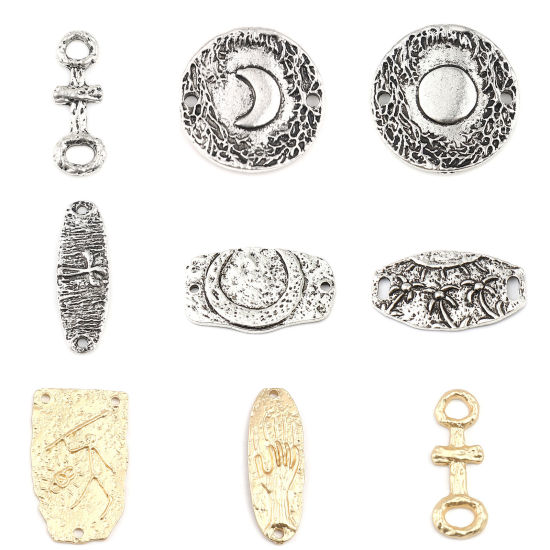 Image de Connecteurs Maya en Alliage de Zinc Ovale Argent Vieilli Cocotier 34mm x 20mm, 10 Pcs