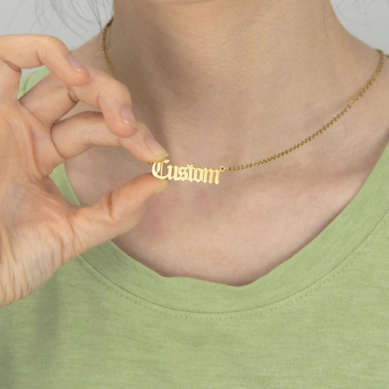 Picture of Stainless Steel Customized Name Necklace Personalized Letter Charm Pendant