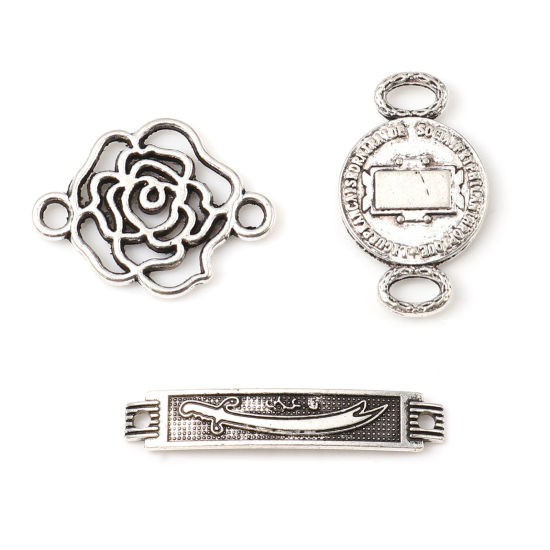 Picture of Zinc Based Alloy Connectors Flower Antique Silver Color 18mm x 13mm, 100 PCs