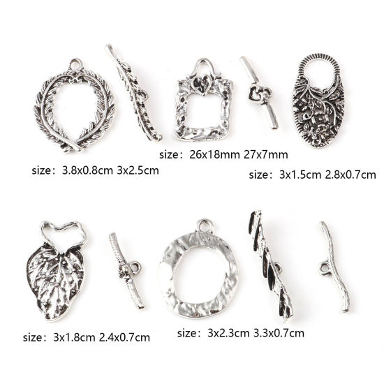 Picture of Zinc Based Alloy Toggle Clasps Antique Silver Color 10 Sets