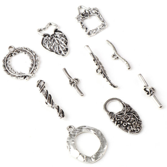 Picture of Zinc Based Alloy Toggle Clasps Antique Silver Color 10 Sets