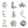 Picture of Zinc Based Alloy Ocean Jewelry Beads Round Antique Silver Color Anchor About 13mm Dia., Hole: Approx 1.6mm, 20 PCs