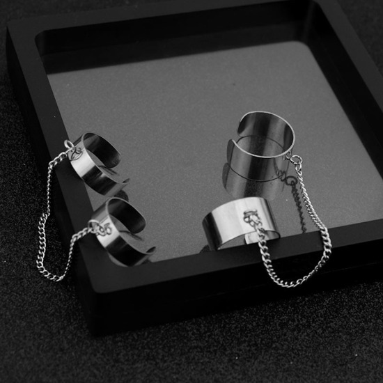 Image de Bagues Ouvert Ajoustable en 304 Acier Inoxydable Argent Mat Boucle Ouvert 10 Pcs
