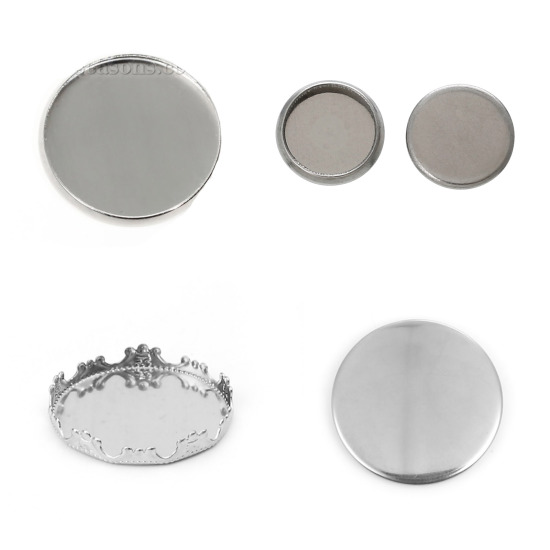 Picture of Stainless Steel Cabochon Frame Settings Silver Tone